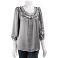 Adiva Women's 3/4-sleeve Hammered Satin Shirt