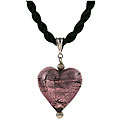 Sterling Silver Murano Glass Puffy Heart Necklace