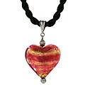 Sterling Silver Murano Glass Puffy Heart Necklace