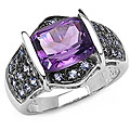 Sterling Silver Genuine Amethyst and Tanzanite Ring