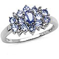 14k White Gold Tanzanite and Diamond Cluster Ring