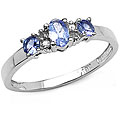 10k White Gold Tanzanite and Diamond Accent Ring