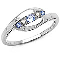 10k White Gold Genuine Tanzanite and Diamond Ring