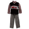 Good Lad Toddler Boy's Plaid Train Vest Outfit
