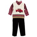 Good Lad Toddler Boy's Firetruck Plaid Outfit