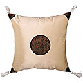 Chinese Calligraphy Beige and Brown Cushion Cover