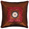 Chinese Calligraphy Silky Brown/ Red Cushion Cover