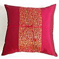 Decorative Silky Red Floral Cushion Cover