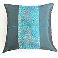 Decorative Silky Blue Floral Cushion Cover