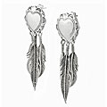 Sterling Silver Heart and Feather Earrings