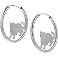 Sterling Silver Cat in Hoop Earrings