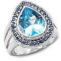 Sterling Silver Blue Topaz and Sapphire Ring