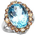 Sterling Silver Blue Topaz and Citrine Ring