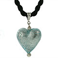 Genuine Murano Glass Puffy Heart Necklace