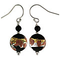 Sterling Silver Genuine Murano Glass Disc Earrings