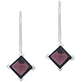 Sterling Silver Garnet Diamond-shaped Drop Earrings