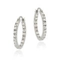 Sterling Silver Small CZ Inside-out Hoop Earrings