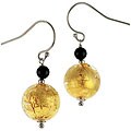 Silver Genuine Murano Glass Gold-foil Earrings