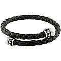 Sterling Silver Freshwater Pearl Braided Leather Bracelet (8-8.5 mm)