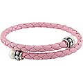 Silver Freshwater Pearl Pink Leather Bracelet (8-8.5 mm)