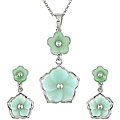 Sterling Silver Flower Earrings and Pendant Set