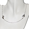 Silver Oval Link Diamond-shaped Station Necklace