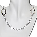 Silver Oval Link with Hollow Oval Station Necklace