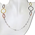 Sterling Silver Oval Link Circle Station Necklace