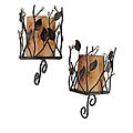 Candle Sconces with Leaves and Beads (Set of 2)