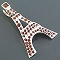 Sterling Silver Garnet Eiffel Tower Pendant (India)