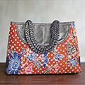 Cotton and Leather 'Paradise Sunset' Handbag (Indonesia)