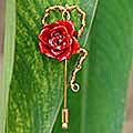 Goldplated Natural Rose 'Heart of Rose' Stickpin (Thailand)