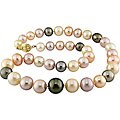 14k Gold Multi-colored Pearl Necklace (10-13mm)