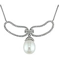 14k Gold FW Pearl and 1/2ct TDW Diamond Necklace (10-11 mm) (G-H-I-J, I1-I2)