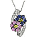 14k Gold Sapphire and 1/10ct TDW Diamond Necklace