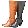 One of 2 Women's Cutout Leather Knee-high Boots