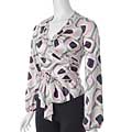 Feline Brand Ruffle Neck Wrap Blouse
