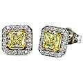 18k White Gold 1ct TDW Yellow and White Diamond Earrings