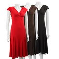 Glamour Women's Crossover V-neck Flared Dress