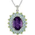 Sterling Silver Oval Amethyst Necklace