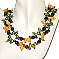 Multi-colored FW Pearl and Gemstone Necklace