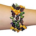 Multi-colored FW Pearl and Gemstone 3-row Bracelet