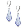 Sterling Silver Clear and Blue Blown Glass Earrings