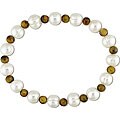 FW Pearl and Tiger Eye Bead Elastic Bracelet