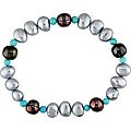 Freshwater Pearl and Turquoise Bead Elastic Bracelet