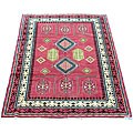 Indo Kazak Red/ Ivory Wool Rug (7' x 10')