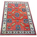 Indo Kazak Red/ Ivory Wool Rug (7' x 10')