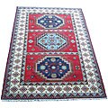 Indo Kazak Red/ Ivory Wool Rug (7' x 10')