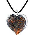 Genuine Murano Glass Orange Jumbo Heart Necklace