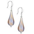 Sterling Silver Blue and Brown Blown Glass Earrings